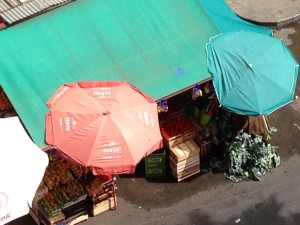 Our vegetable stand from our rooftop balcony