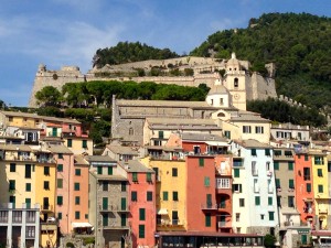 Castle/fort and Church of San Lorenzo overlooking the town of Portovenere