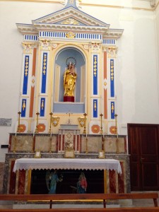 Side chapel in Unita Pastorale Church. Notice the pastel blues in the coloring.