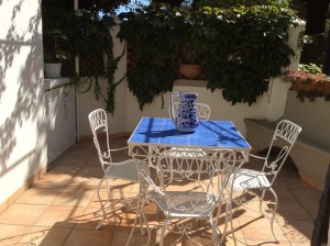 The balcony off of the kitchen