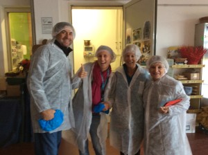 Our guide Alice, Fran, Connie and another tourist, David, about to begin the tour of the cheese factory