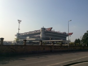 Milan’s Meazza soccer stadium where AC Milan and Inter Milan play to 85,000 fans. It really is huge.