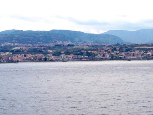 Villa San Giovanni from the ferry about halfway between Messina and VSG on the Ionian Sea