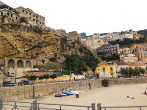 Beach and town of Pizzo along with the ruins