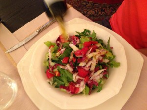 The ladies followed their pasta with a nice salad