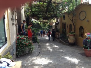 One of the walkways down through town in Positano