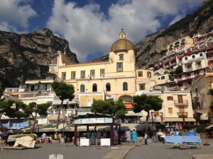 The Duomo from the beach in Positano