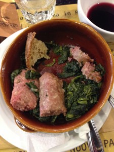 Jim’s sausage and spinich.