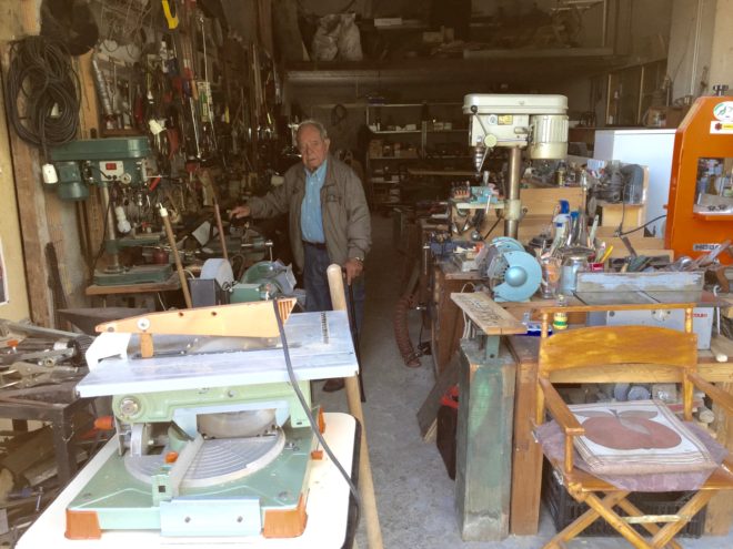 Adolfo in one section of his giant garage