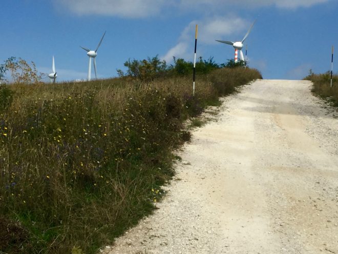 Above Monteferrante where some 3 dozen windmill electricity generators dominate the area.