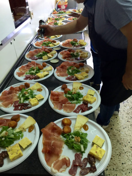 The antipasti ready for delivery to the table.