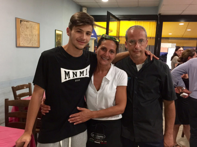 Cristiano, Cinzia and Carlo at their pizzeria