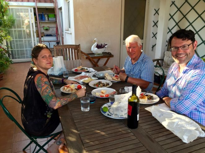 Michele, Jim and Simon enjoy a little antipasti for supper the evening we arrived