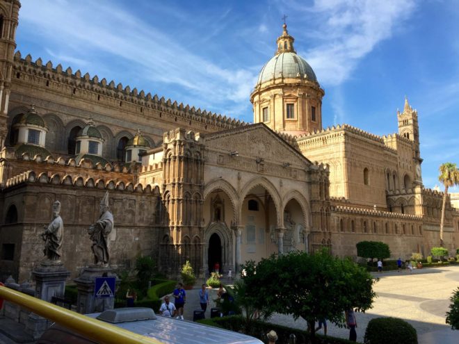 A view of the cathedral from the courtyard.