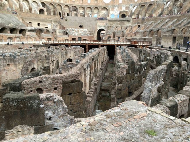 Pathways to move around, rooms to hold wild animals (and gladiators), elevator shafts -- amazing maze below the actual floor.