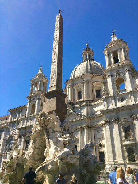 Piazza Novana at the Fountain of the Four Rivers and an ancient Egyptian obelisk. 