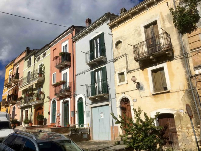 Houses in Guardiagrele, another hillside town. This reminded us of Rainbow Row in Charleston, SC, with its pastel colored homes.