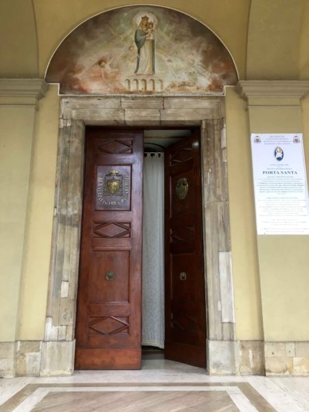 The Porto Santo, or Holy Door, of the Duomo in Lanciano. All Holy Doors throughout the Catholic community are normally closed but the Pope declared they should be opened during his Jubilee of an honor of the Holy Year of Mercy. An honor to be able to pass though these doors here and at the Vatican when we visited last month.