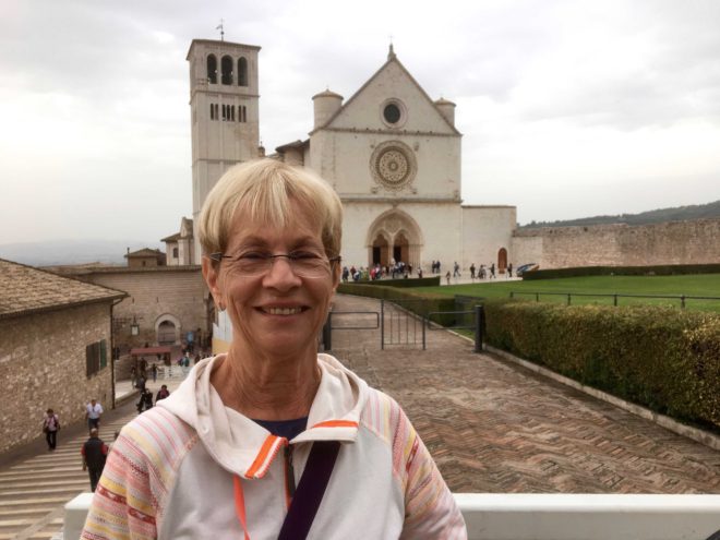 Me, at the home of my patron Saint, Saint Francis of Assisi. Yes, I am very happy.