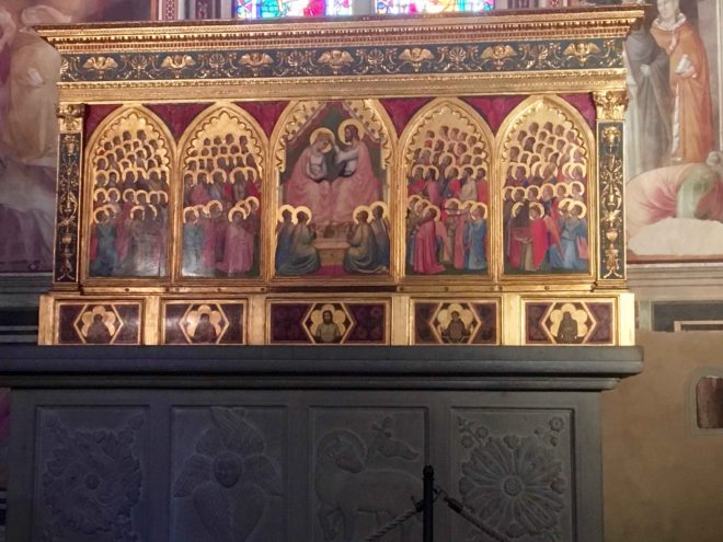 Gold decoration on the front of the Altar in Santa Croce.