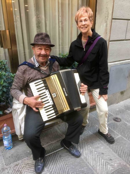 One the way to the apartment, we ran into this street musician playing the accordion and who reminded us because of the accordion, of Adolfo in Monteferrante.