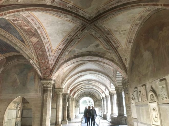 The cloisters. There are 56 of these cloisters and most have been used for the school for the Carabinieri since 1920.