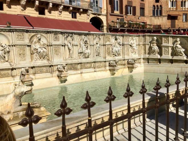 The fountain in the piazza. The water comes from a mile or two away and is fresh and clean enough to drink. It was crystal clear.