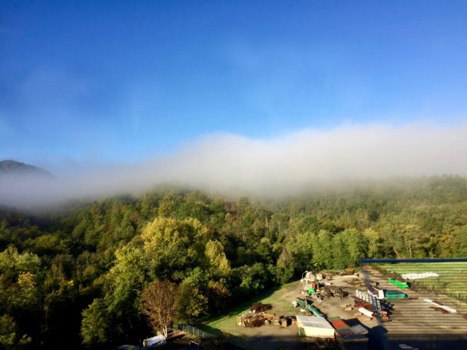 Morning fog or low cloud South of Florence as we head into the Tuscan countryside.