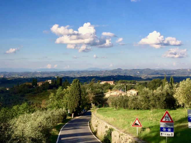 The road to Chianti, and just as beautiful as every travelogue suggests.