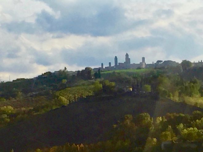 Looking over our shoulder, we were able to bid San Gimignano farewell.