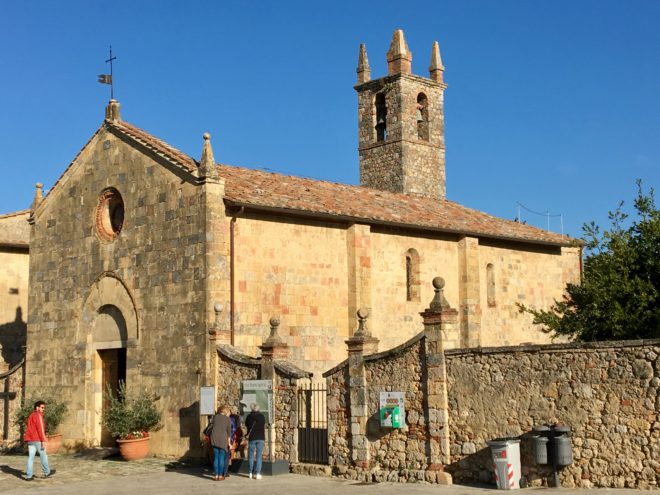 The village/fort church on the North side of the piazza.