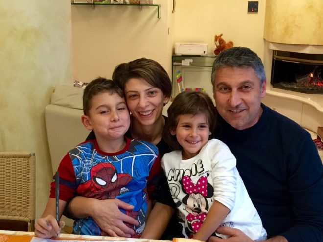 Cristian, Argentina, Greta and Bruno at their home in Monteferrante.