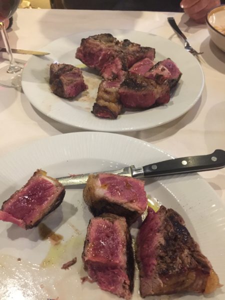 Steak Florentine - pranzo at Le Fonticine. And this one was cooked more than normal standards!